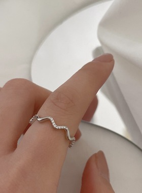 简约设计感轻奢钻石镶钻开口戒指女ins小众感素圈不掉色指环