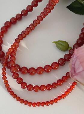 红色串珠项链女款复古精致轻奢