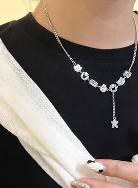 姜饼人项链银色2023年新款女式轻奢小众设计感颈链嘻哈毛衣链