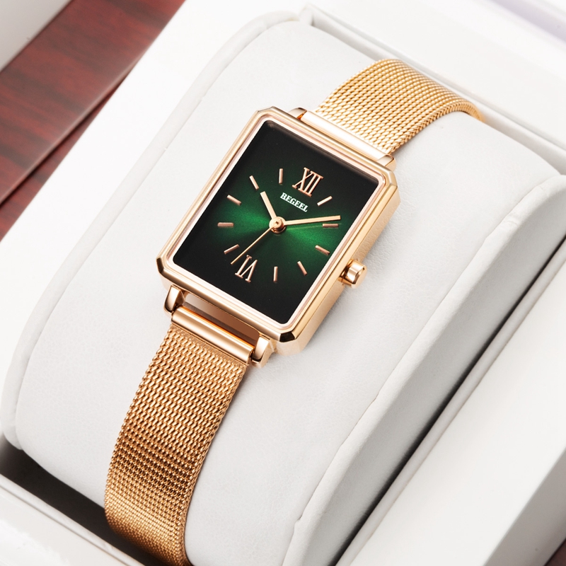 宾爵女表小烟熏轻奢小方表石英表高级气质腕表小众精致知性小绿表 - 图3