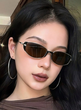 日系cherrykoko复古蒸汽椭圆框太阳镜时尚小框朋克墨镜金属遮阳