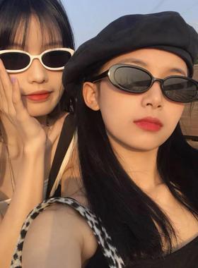 日系cherrykoko欧美复古椭圆形墨镜女ins潮港风猫眼太阳眼镜男