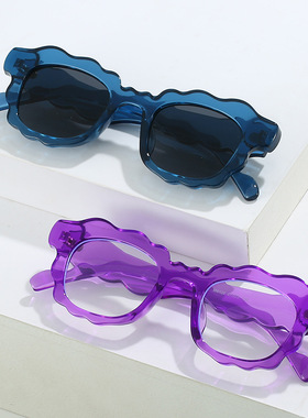 日系cherrykoko新款女士个性太阳镜波浪形太阳眼镜sunglasses