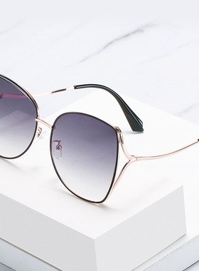 日系cherrykoko时尚女士多边形太阳眼镜金属墨镜海洋片女款眼镜