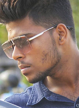 日系cherrykoko无框切边墨镜多边形新款时尚太阳镜潮复古男士