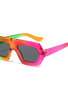 日系cherrykoko新款平光镜 欧美不规则太阳镜墨镜ins出游街拍