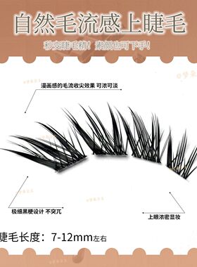 梦朵公主 曼珠华沙新款狐系上睫毛分段自然清冷斜飞仿真眼尾拉长