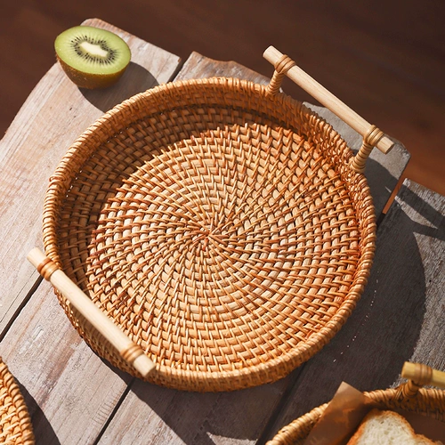 Разное вьетнамское лоток с фруктовым диском с двумя виноградниками для корзины для завтрака для завтрака бамбуковая корзина для хлеба корзина с закусками с закусками