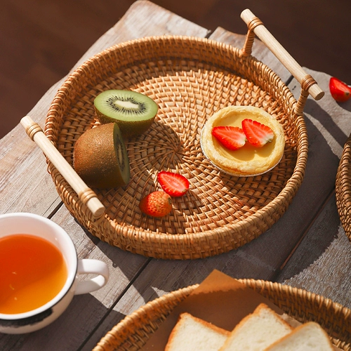 Разное вьетнамское лоток с фруктовым диском с двумя виноградниками для корзины для завтрака для завтрака бамбуковая корзина для хлеба корзина с закусками с закусками