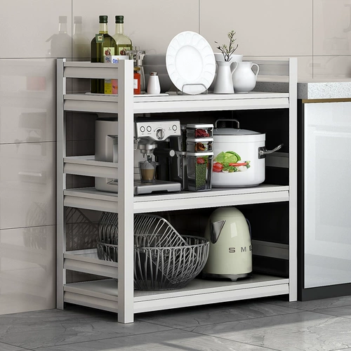 Белая кухонная стойка для хранения напольная многослойная многослойная микроволновая печь многофункциональная стойка для хранения