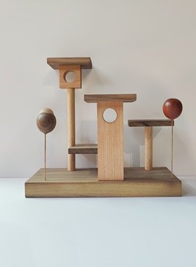 冰冷森林木雕手作猫咪微观猫架朦胧猫幻想乐园氛围装饰摆件桌面