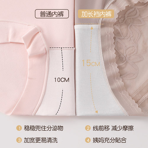 语萱娜大码蕾丝内裤女绸缎纯棉加长裆小仙女性感镂空纯欲三角短裤 - 图2
