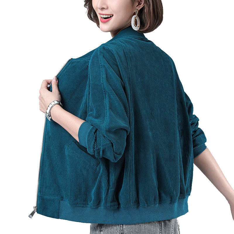 灯芯绒纯棉加绒女士2020年连帽夹克 罗戈褚时尚套装