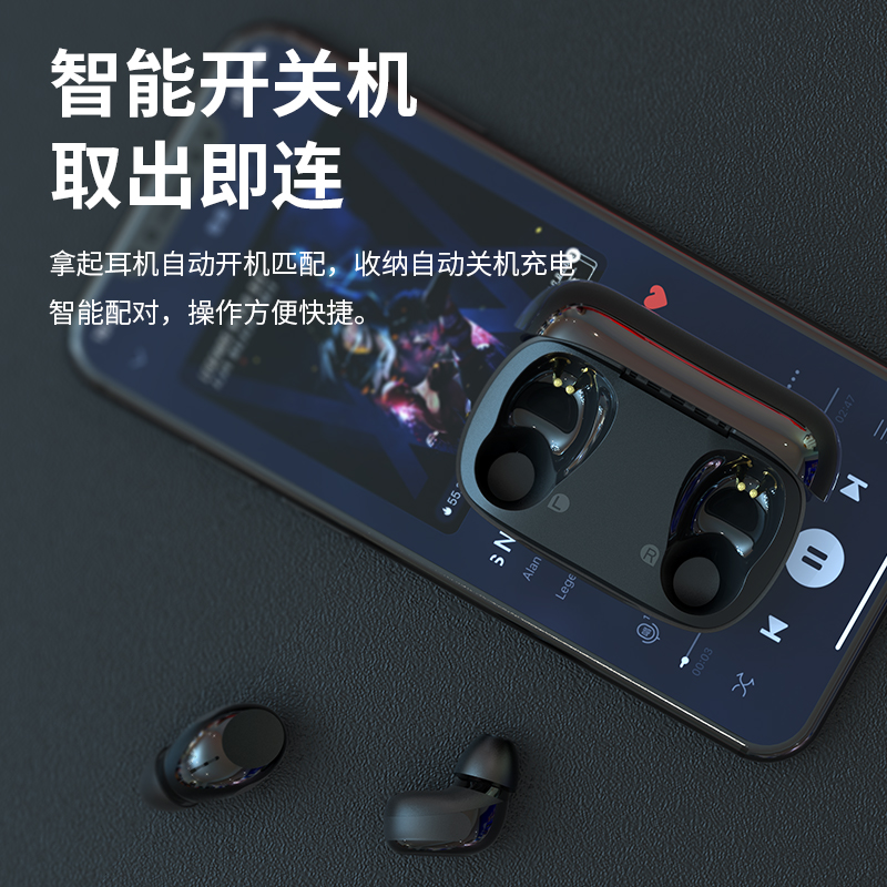 迈斯MEES T6真无线蓝牙耳机 迷你运动触控式蓝牙耳机苹果安卓通用多图1
