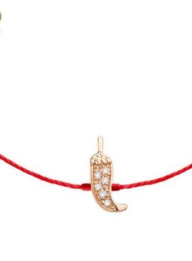 Redline红绳锐先女士多色镶钻辣椒绳制精致时尚手链15.5-17.5cm