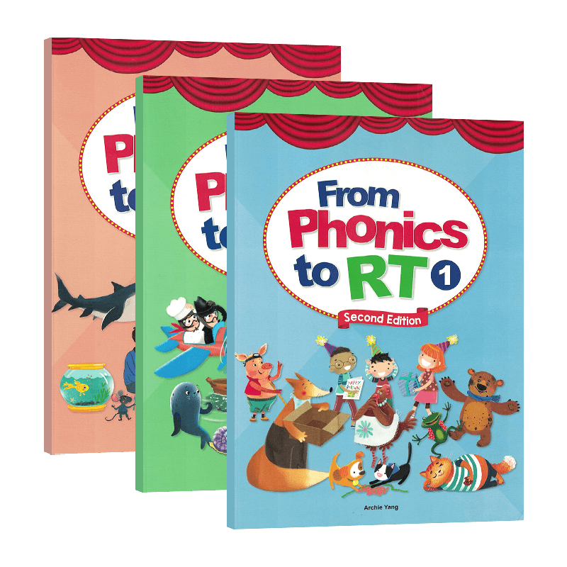 新版少儿5-12岁小学英语短期课程From Phonics To RT 123级别自然拼读教学看字读音听音能写熟读故事表演舞台剧本