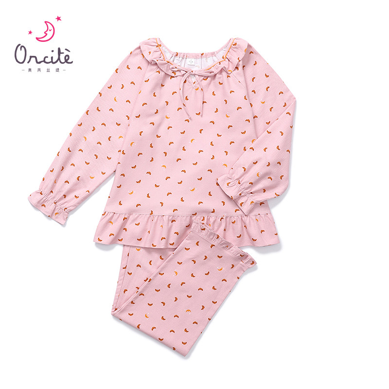 orcite韩国家庭亲子装磨毛纯棉睡衣 orcite睡衣/家居服套装