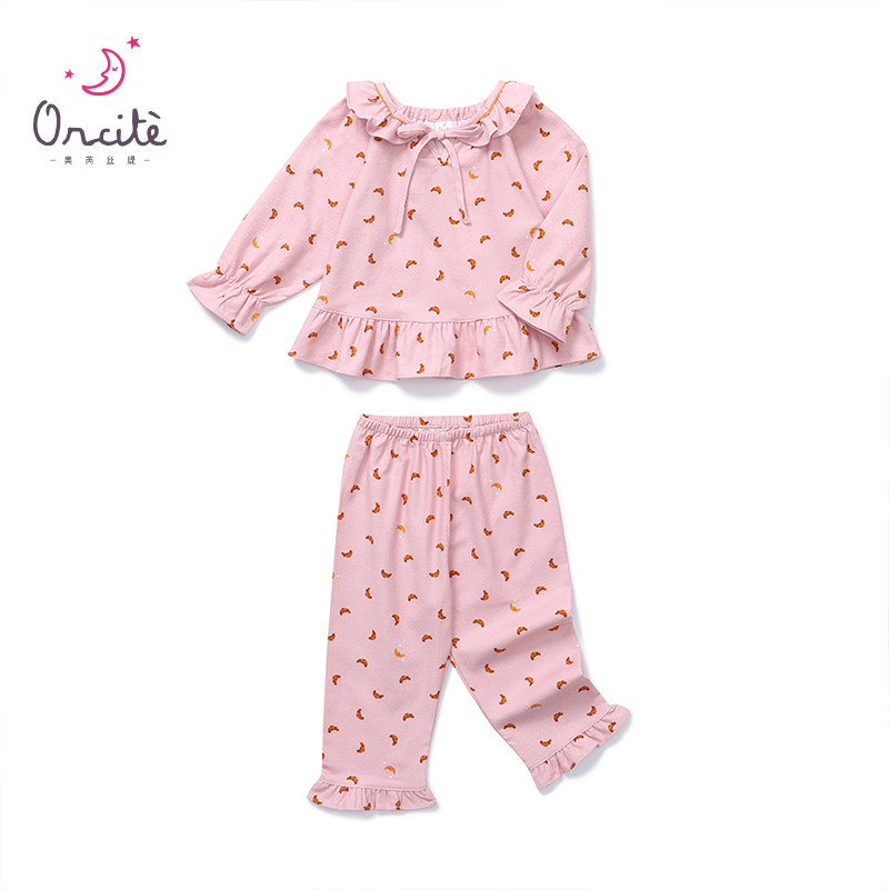 orcite韩国家庭亲子装磨毛纯棉睡衣 orcite睡衣/家居服套装