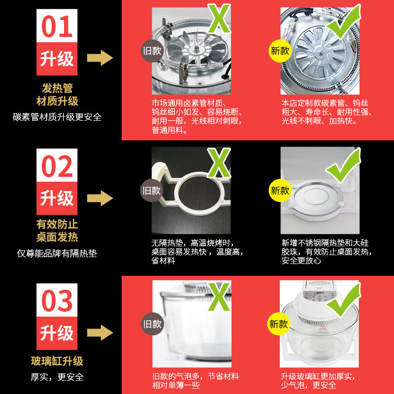 尊能可视家用无油大容量空气炸锅 尊能空气炸锅