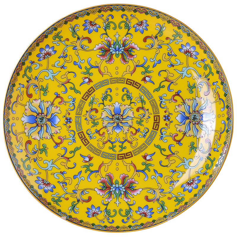景德镇珐琅彩高温陶瓷盘中式家用餐具菜盘子浅碟托盘骨碟酒店餐具,淘宝优惠券,粉丝福利购,淘宝优惠卷