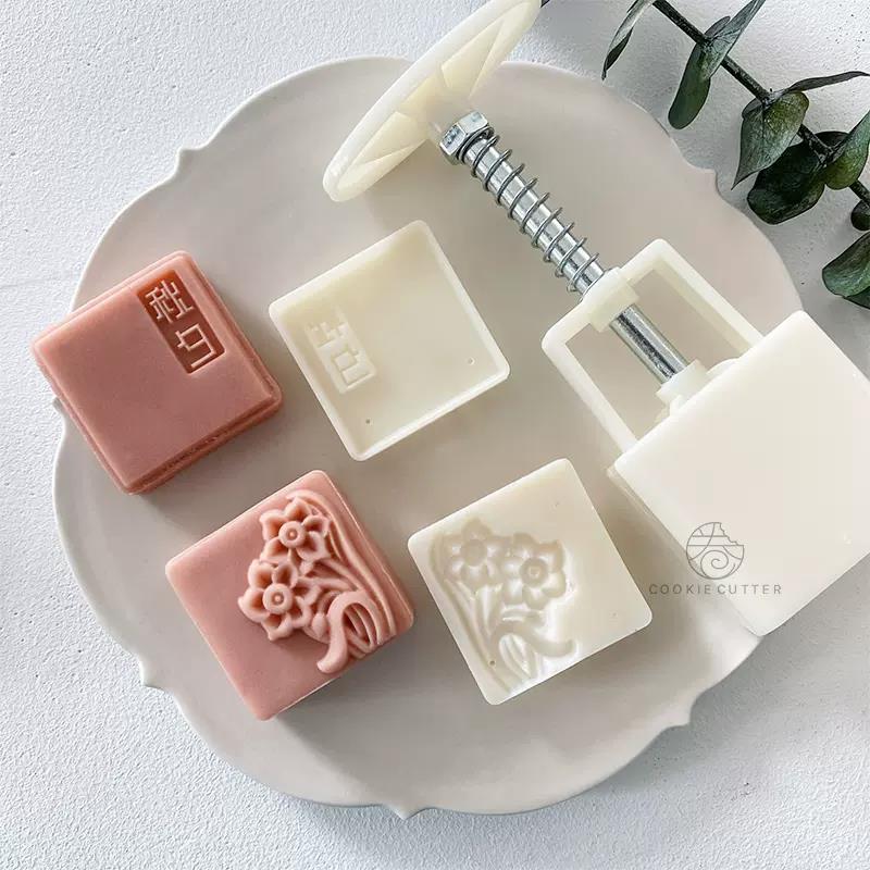 2025年新款方形创意秋夕绿豆糕点烘焙冰皮情人节模具中式月饼磨具 - 图1