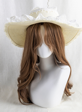白色圣歌夏季防晒宽檐遮阳帽女款