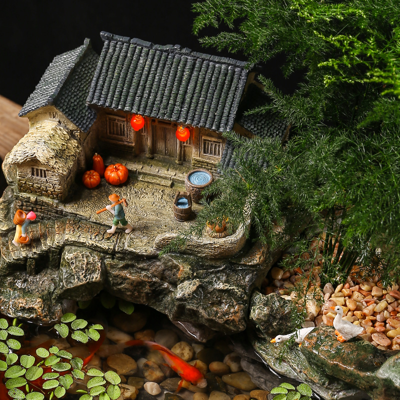 复古农家小院微景观老房子创意盆栽水培花盆器皿桌面鱼缸流水摆件,淘宝优惠券,粉丝福利购,淘宝优惠卷