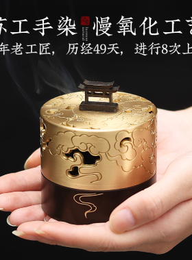 瑞气盈门创意铜香炉家用室内
