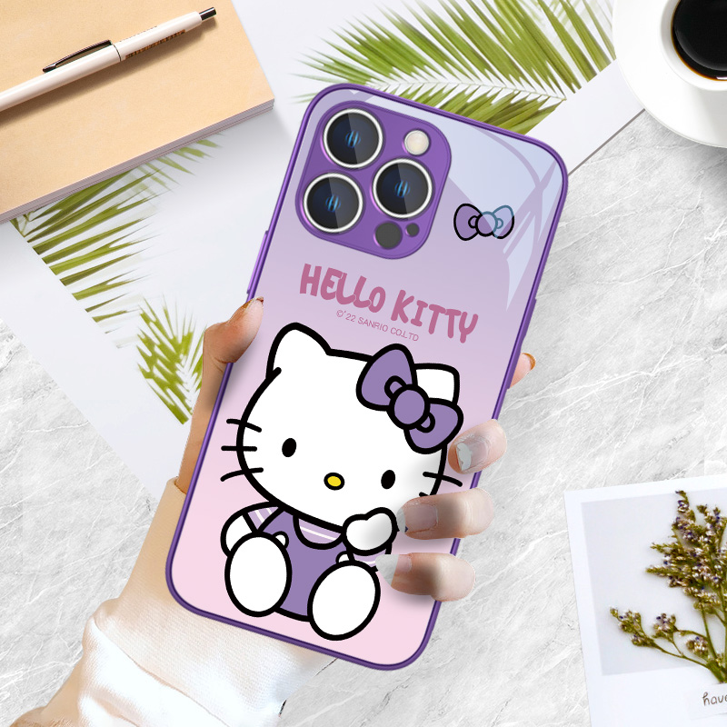 helloKitty适用苹果14手机壳女生iphone15可爱13哈喽12少女心11promax网红款xr玻璃xs高级感7/8plus全包14pro - 图2