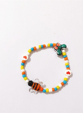 小黄鸭蜜蜂蝴蝶手工串珠琉璃手链