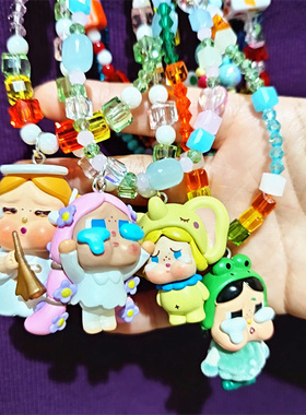 原创手作卡通泡泡玛特水晶项链女