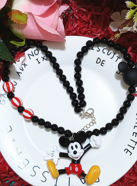 原创手作米奇米老鼠吊坠串珠项链
