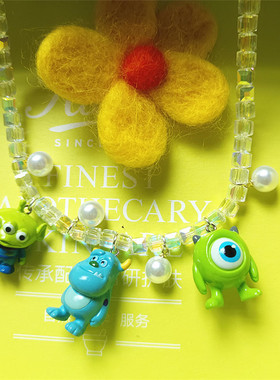 女毛怪大眼仔三眼仔水晶串珠项链