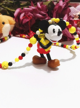 笑脸米奇米老鼠吊坠彩色串珠项链