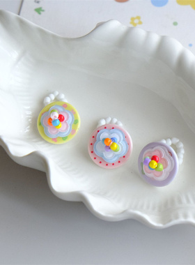 原创设计可爱串珠纽扣弹力戒指女