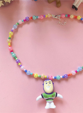 卡通巴斯光年七彩糖果珠子项链女