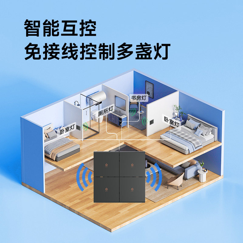 ptx平头熊AE智能开关小爱同学语音手机远程控制四开双控蓝牙mesh