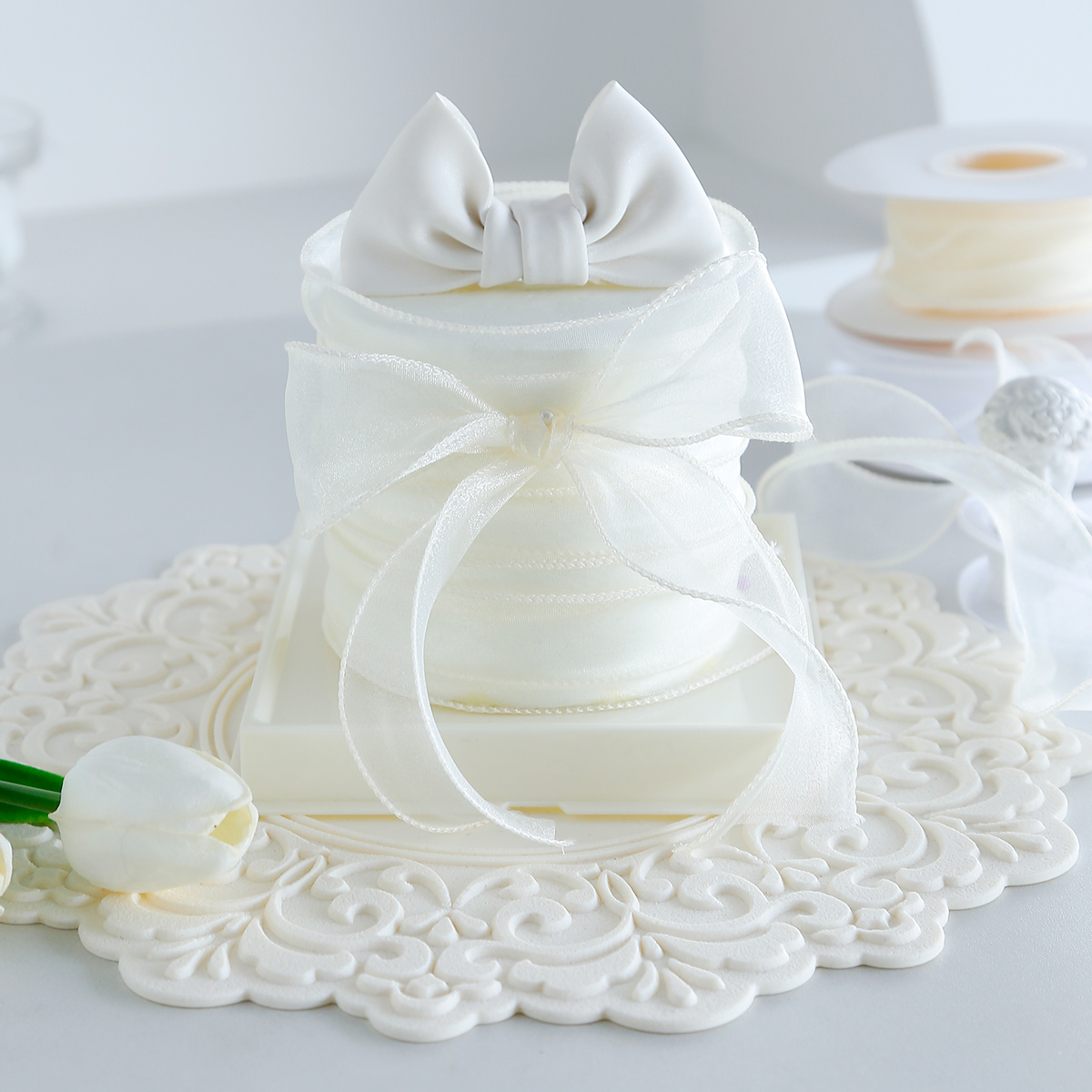 幻彩珠光彩色鱼尾纱丝带蛋糕蝴蝶结头饰编发玫瑰花束彩带缎带包装 - 图3