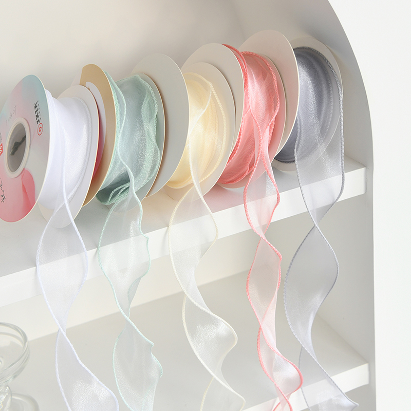 幻彩珠光彩色鱼尾纱丝带蛋糕蝴蝶结头饰编发玫瑰花束彩带缎带包装 - 图2