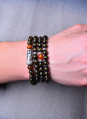 黑曜石08佛珠貔貅手链生肖转运珠