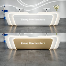 Front Desk Reception Desk White Baking Varnish Front Office Company Arc Bar Desk Beauty Institute Cashier Desk Early Education Kindergarten Front Desk
