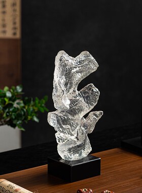 速发高中式新级感透明太湖石创意摆档软装书房茶室禅意玄关高件工