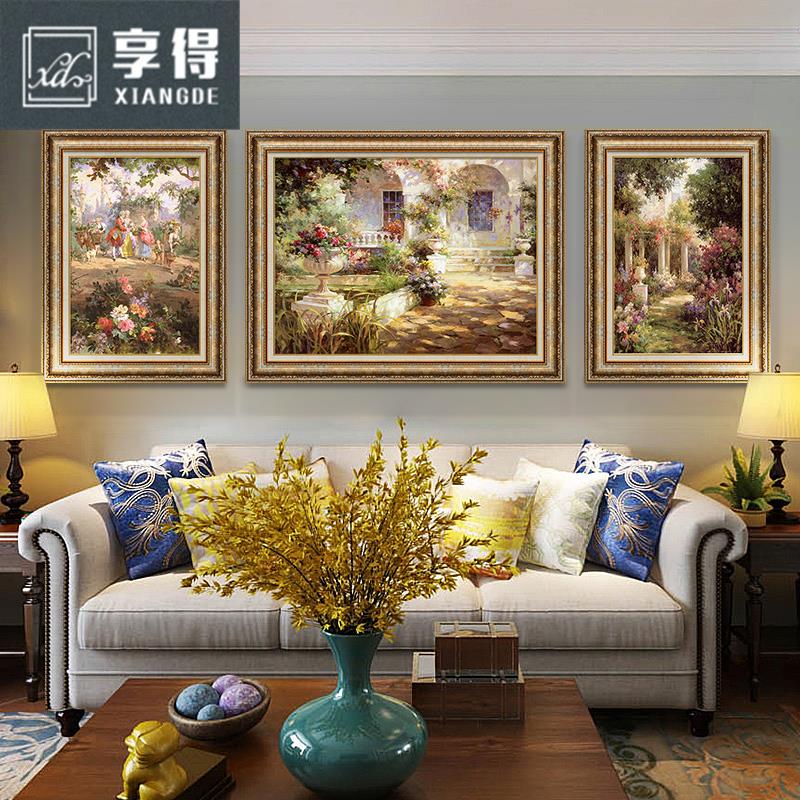 简欧客厅沙发背景墙装饰画三联画现代餐厅挂画欧式美式壁画风景画 - 图2
