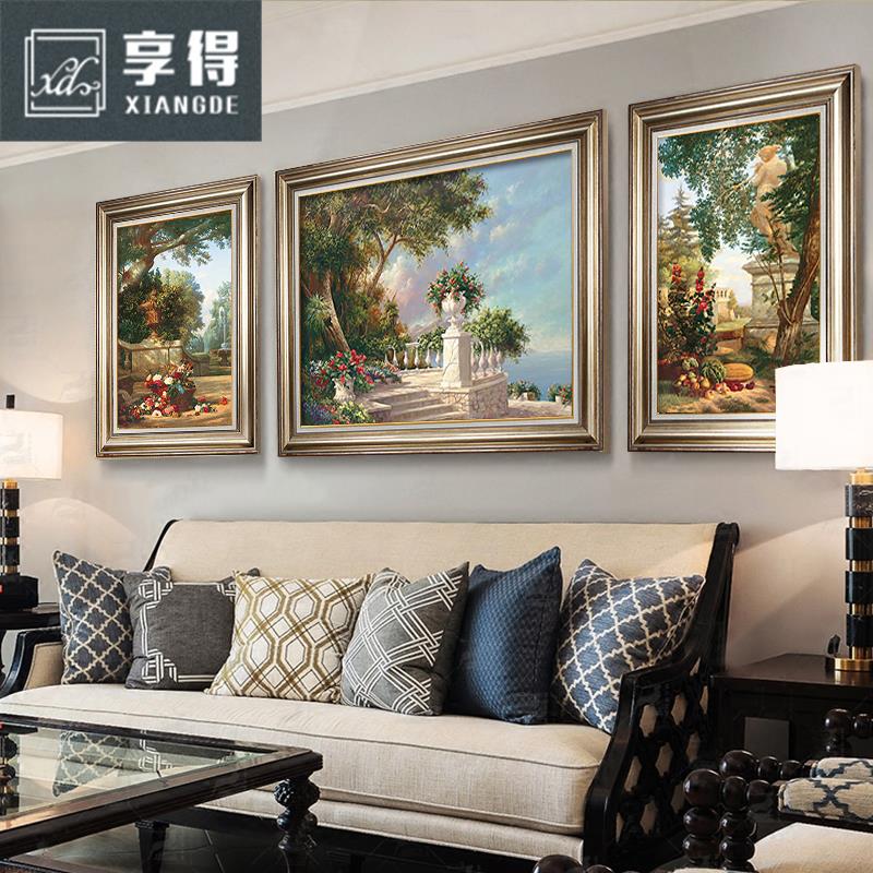 简欧客厅沙发背景墙装饰画三联画现代餐厅挂画欧式美式壁画风景画 - 图1