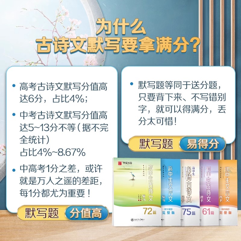 华夏万卷高中生必背古诗文72篇正楷字帖高考语文必背文言文练字帖衡水体英语字帖人教版高一同步字帖古诗词古诗文初中生专用练字本