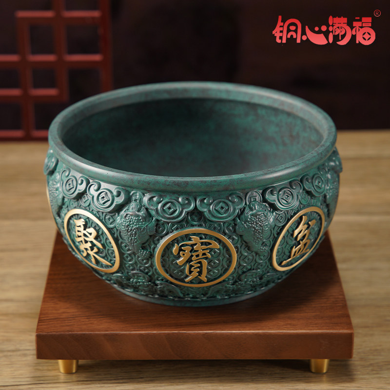 全铜《财富聚宝盆》客厅桌面铜摆件家居装饰工艺品办公室开业礼品,淘宝优惠券,粉丝福利购,淘宝优惠卷