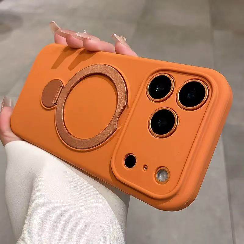 ins远峰蓝适用苹果17Promax手机壳iPhone16Promax液态硅胶15Pro旋转支架14Pro简约纯色13情侣男女防摔保护套 - 图3