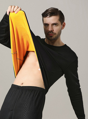 Men's gold velvet thermal underwear set男黄金绒保暖内衣套装