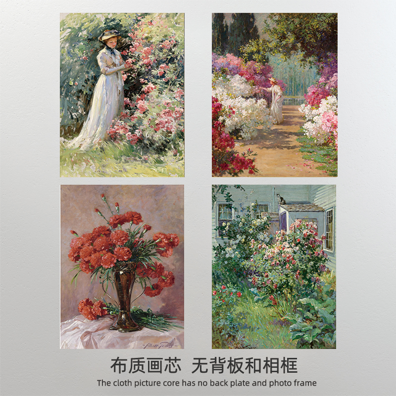 印象派画家 装饰画画芯定制 北欧花园美女人物客厅艺术挂画心打印