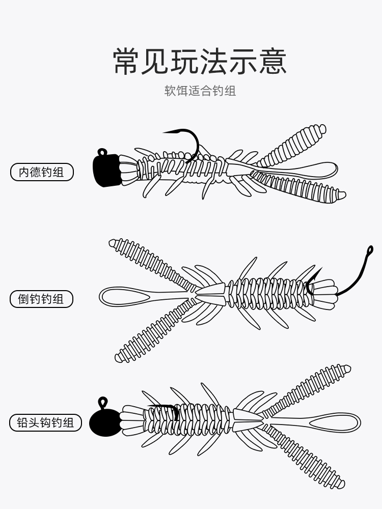 路亚软虫浮水虾软饵内德NED钓组黑坑鲈鳜鱼蜉蝣虾型软饵倒钓假饵-图3